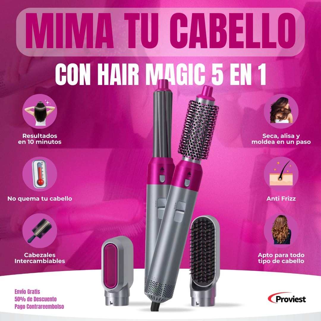 HairMagic 5 en 1™ – Tu Look Perfecto en Tiempo Récord